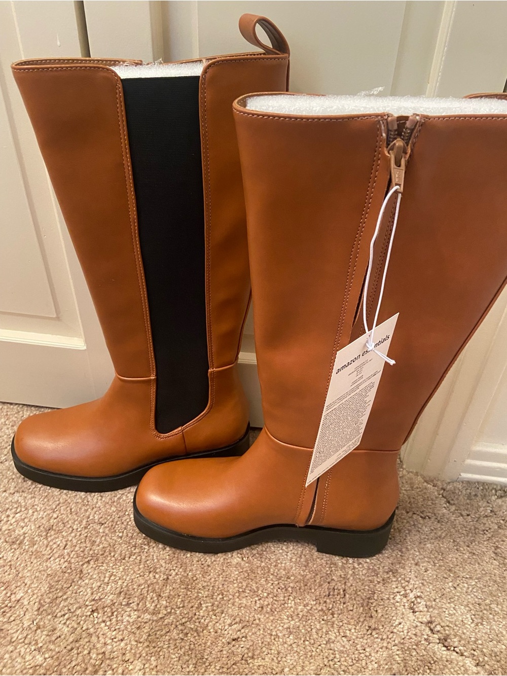 Amazon Essentials Tall Tan Pull-On Chelsea Boots with Side Zip